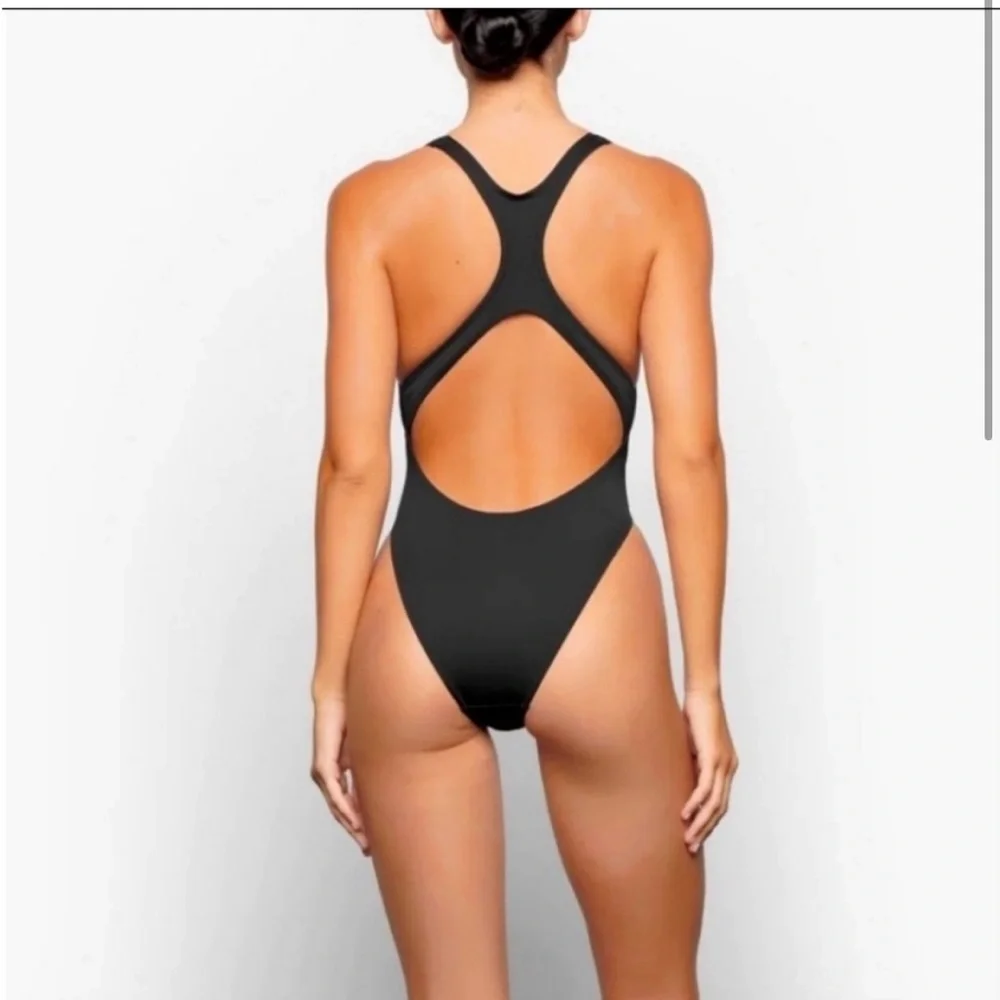 SKIMS Black Cut-Out One-Piece Swimsuit